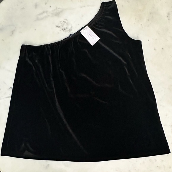 French Connection Aurore Velvet One Shoulder Sleeveless Top, Size Medium - Picture 3 of 4